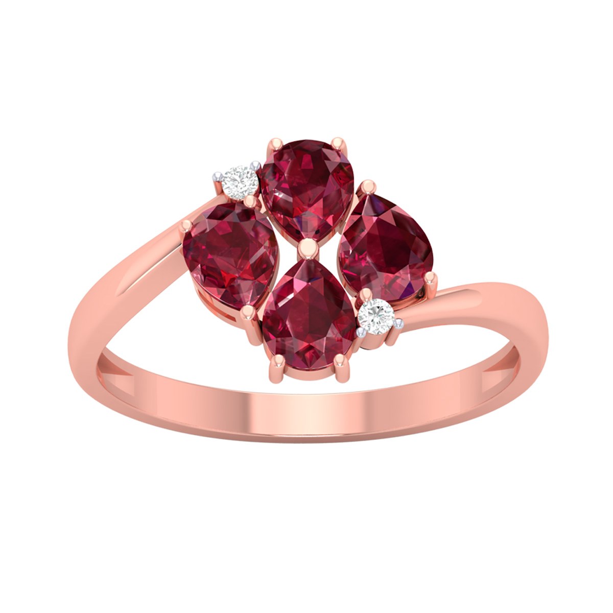 Bague ADEN Or 585 Rose Rubis et diamants 1.87grs