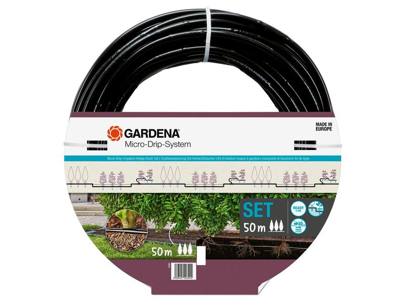 GARDENA Tropfbewässerung Set 50 m Micro-Drip-System Wassersparende Tropfbewässerung von Hecken und Büschen