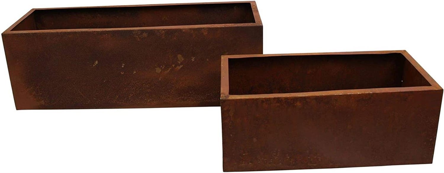 Dekoleisschaft 2x Metalen plantenbakken in roestlook, bloembakken, plantenbakken, plantenbakken, verhoogde bedden, tuindecoraties voor buiten