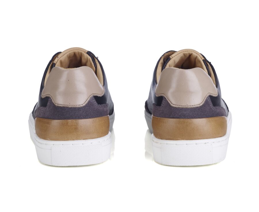 Sneakers homme Cuir Noir et Velours Gris - BELOKA