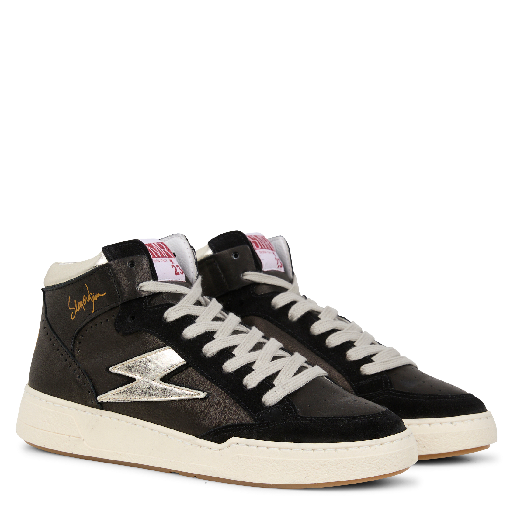 BRAGA - Baskets montantes en cuir lisse | Noir