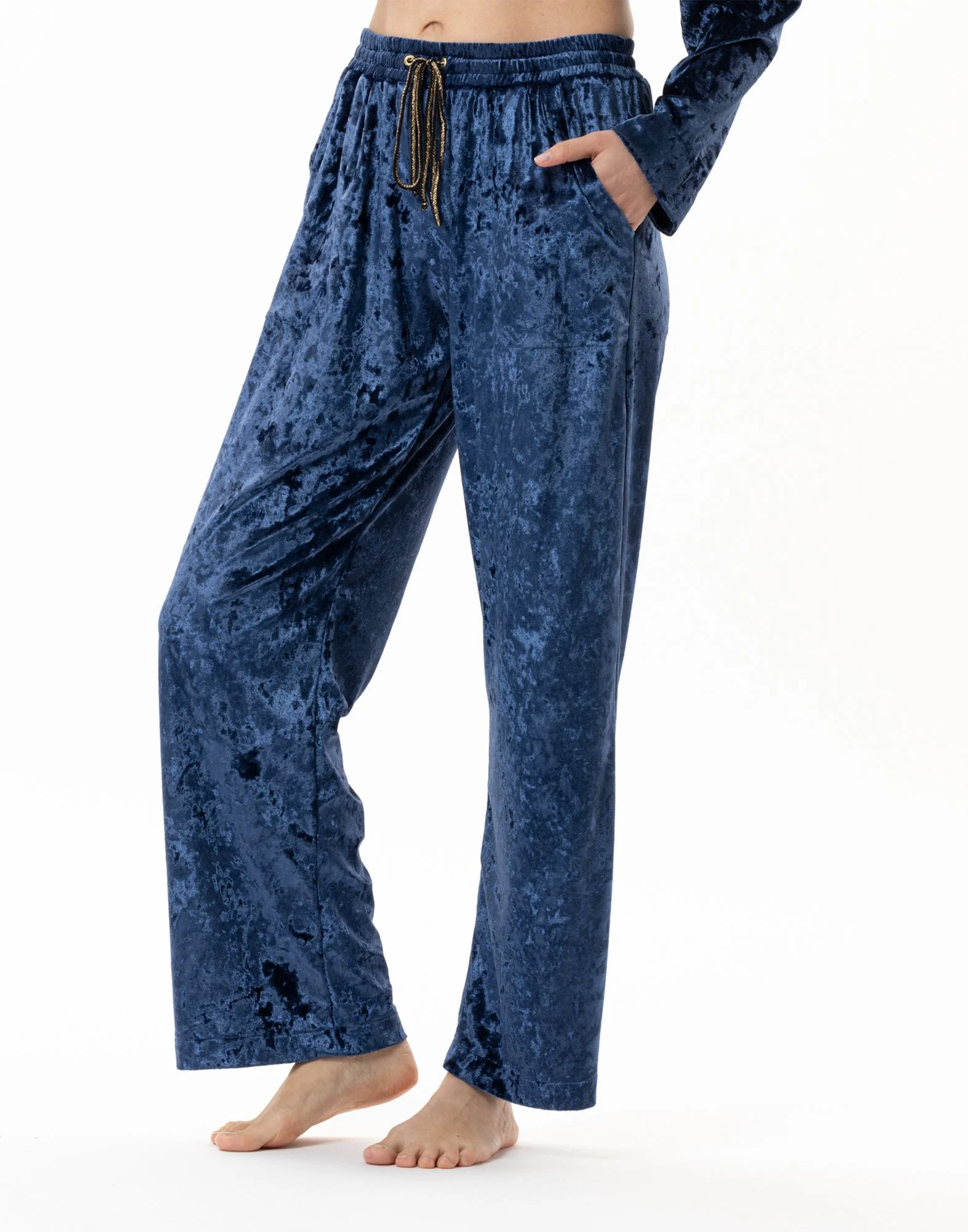 PLATINE 880 - Pantalon en panne de velours | Bleu