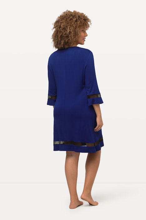 Kleid, Zierschnürung, V-Ausschnitt, 3/4-Arm