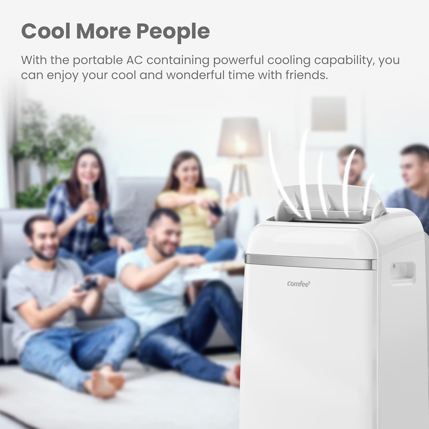 COMFEE' Climatiseur Mobile 9000 BTU/h 2,6kW, 3-EN-1 Refroidisseur Déshumidificateur Ventilateur, Fonction Follow me, Minuterie, Mode nuit, Pour salon et maison de 33㎡/88m³, MPPH-09CRN7, R290