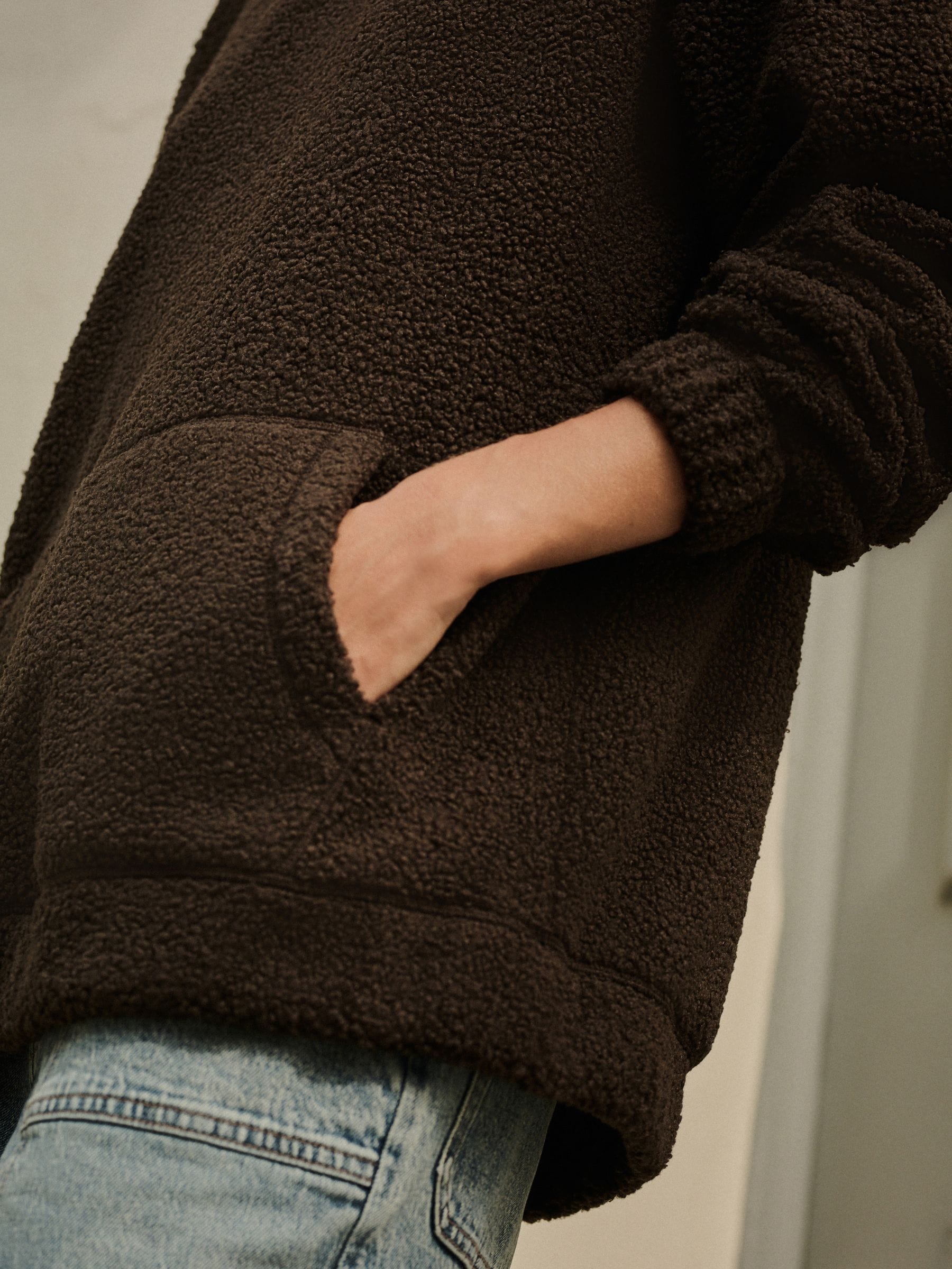 Chocoladebruin - Soft Teddy Borg Longsleeve Hoodie