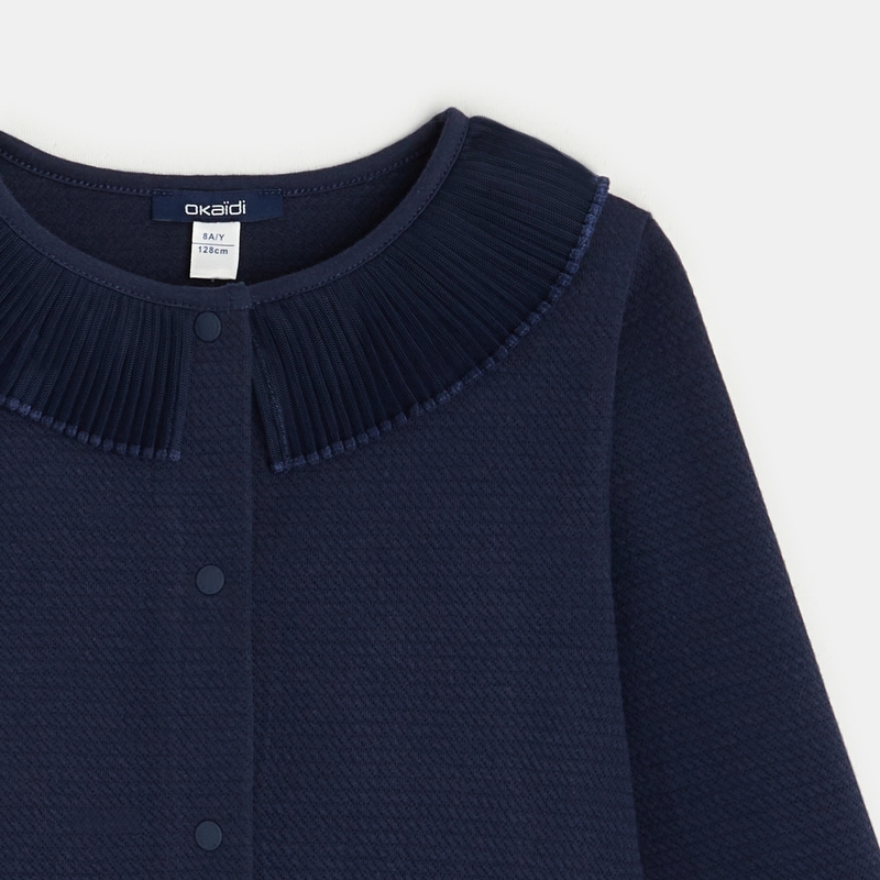 Cardigan à col collerette bleu fille