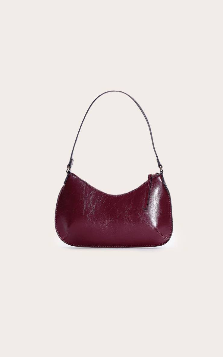 Rouge Bordeaux Sac Baguette En Synthétique Pour L'épaule