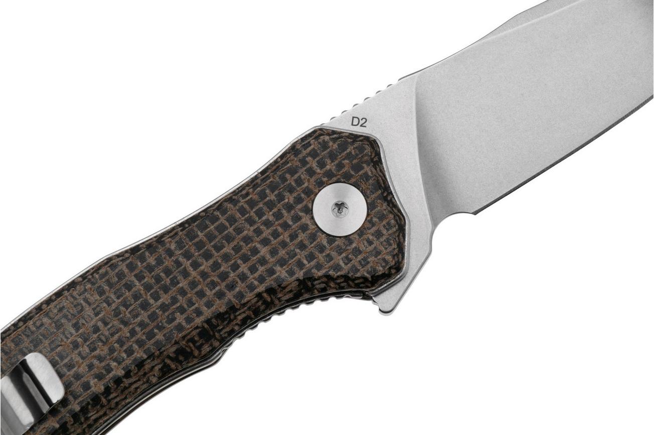 QSP Knife Walrus QS151-B1 Satin, Dark Brown Rough Micarta, zakmes