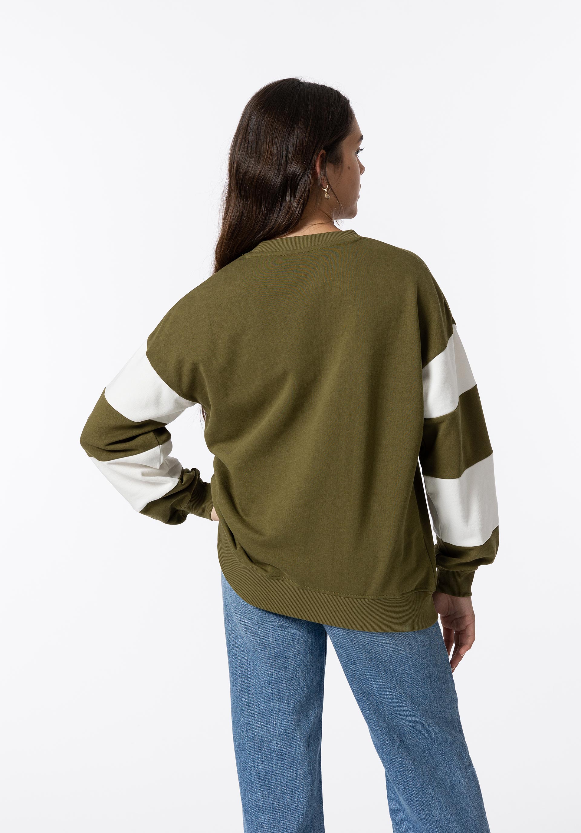 Sweatshirt Bicolor com Estampado Frontal