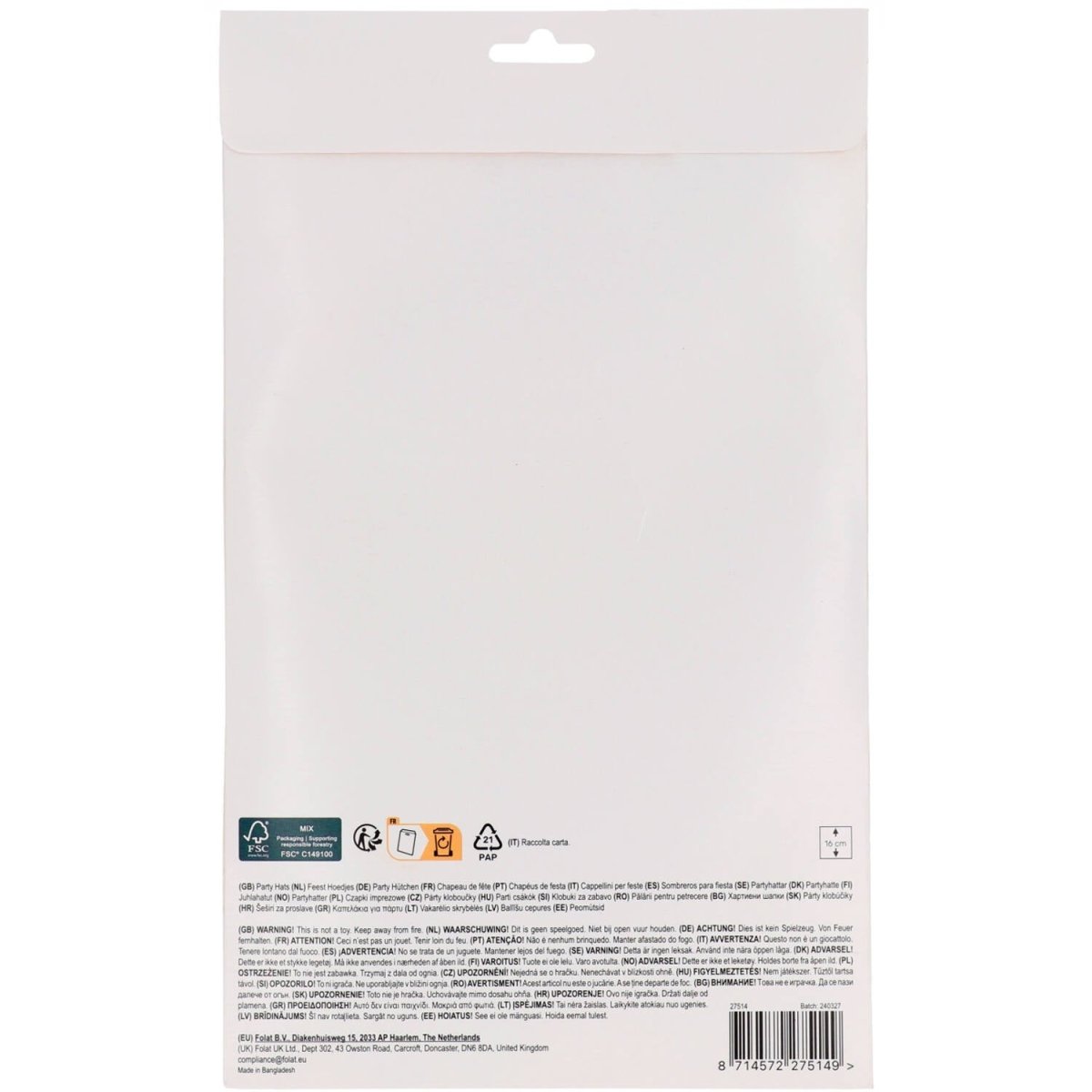 Paard Feesthoedjes 16cm 6st