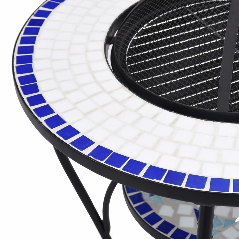 Table de foyer mosaïque bleu et blanc 68 cm céramique