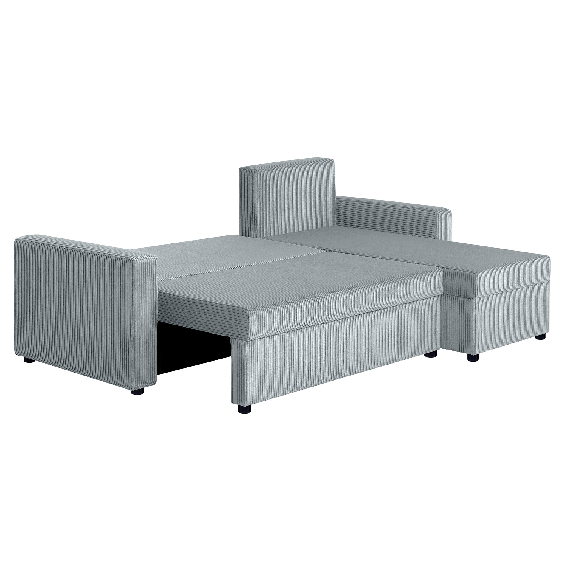 Ecksofa - mint - Breitcord - mit Liegefunktion und Staukasten