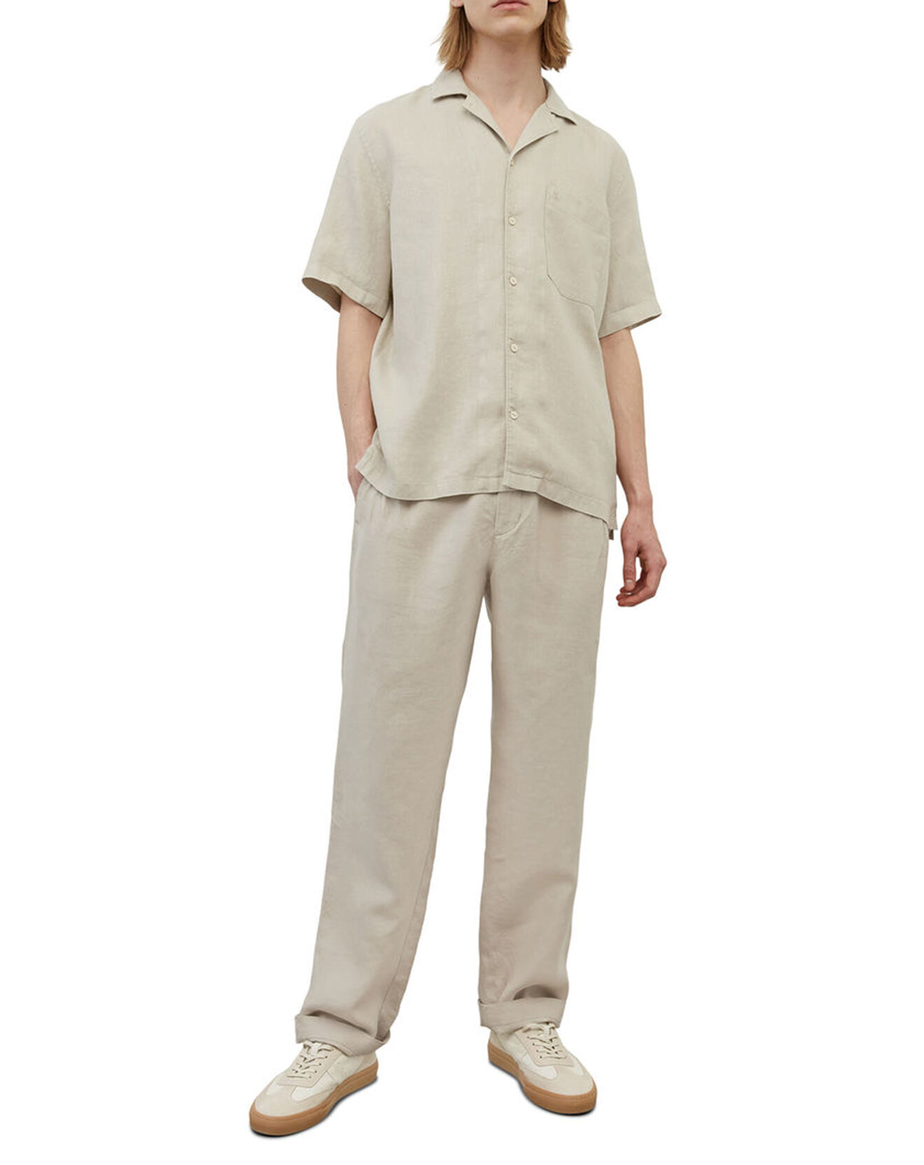 Marc O'Polo Chemise 100% Lin manches courtes Poche beige