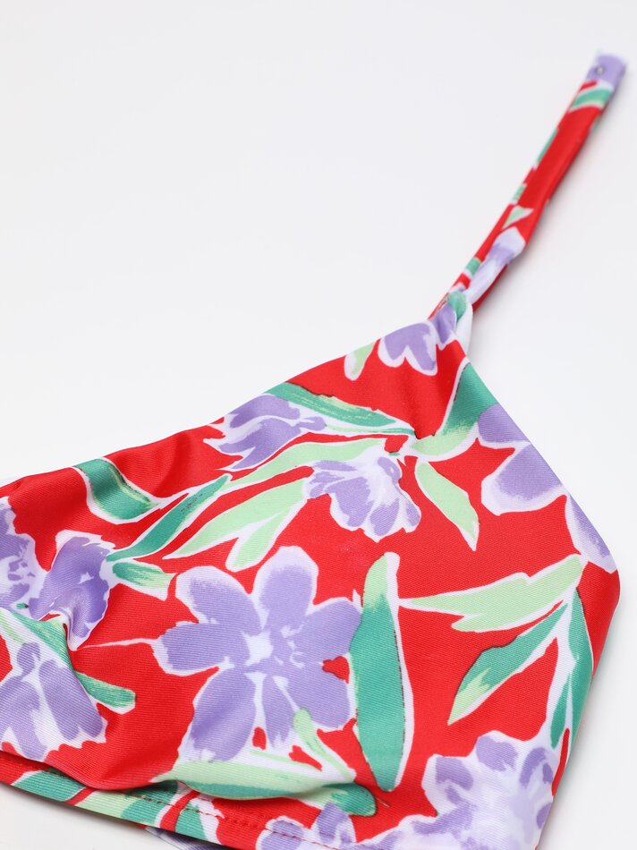 Conjunto de banho franzido de duas peças - Vermelho
