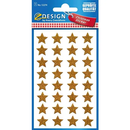 Avery Zweckform Z-Design Weihnachtssticker, Sterne, 1 Bogen/32 Sticker