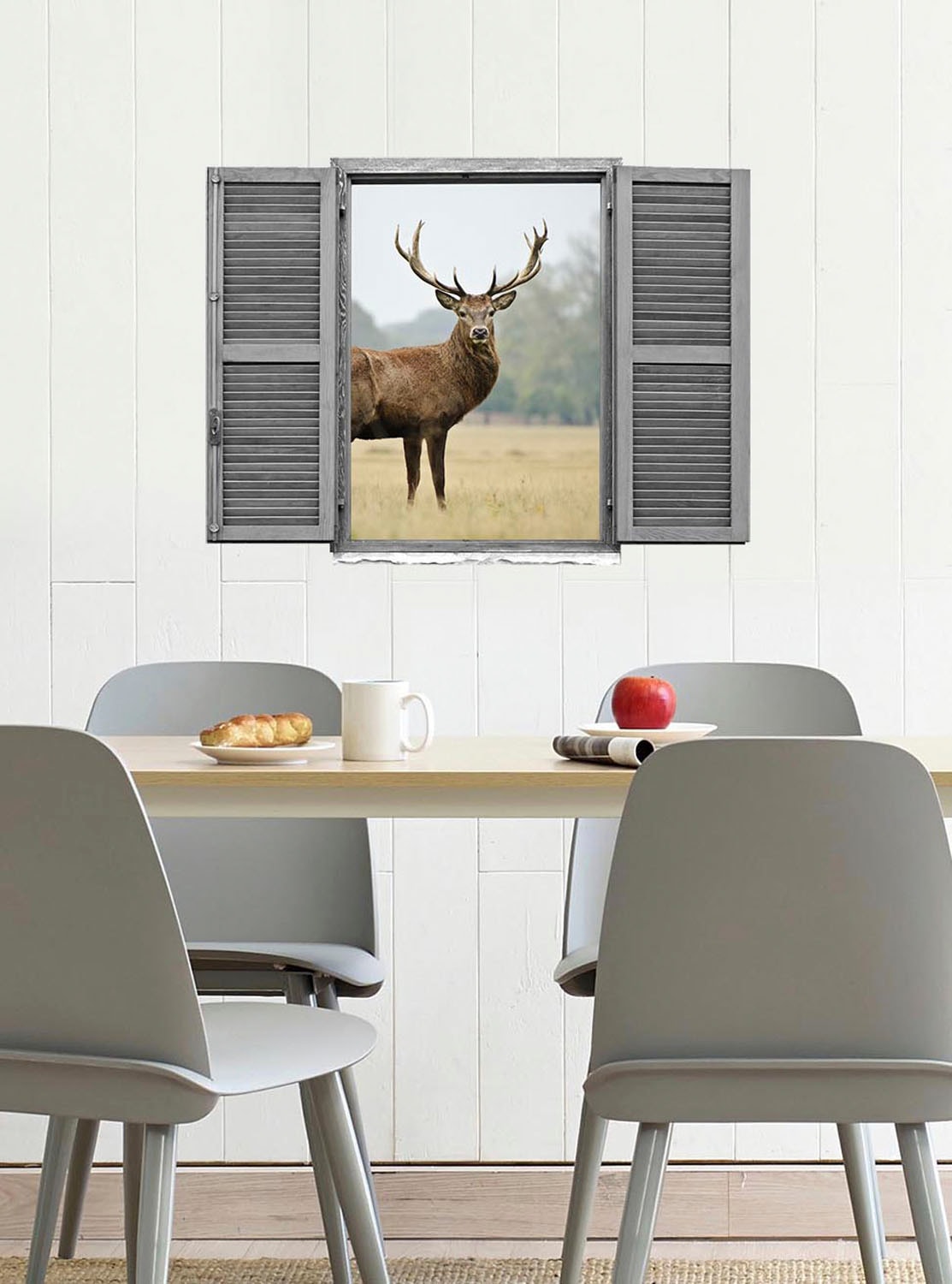 queence Wandtattoo »Hirsch« Wandsticker, Wandbild, selbstklebend, 3D, Fenster