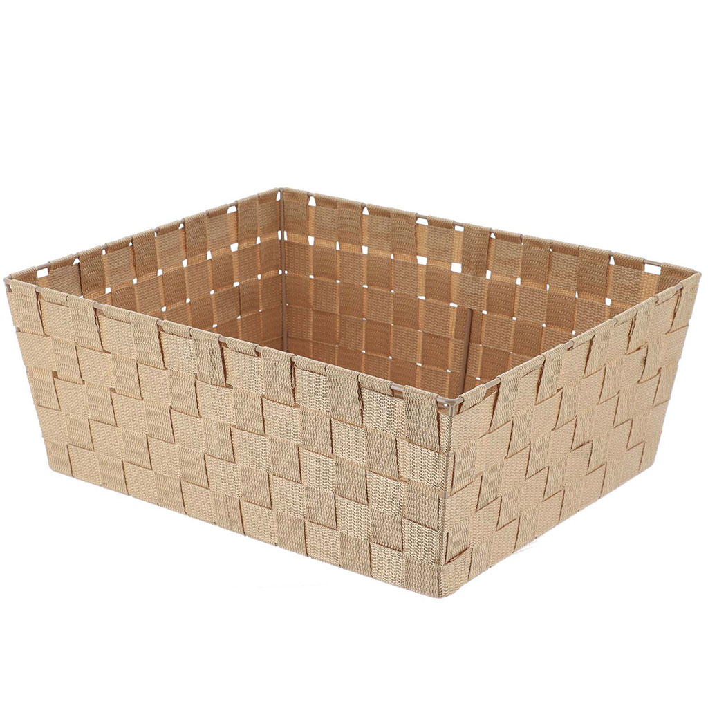 Panier rangement polyester beige 31.5x15x39cm