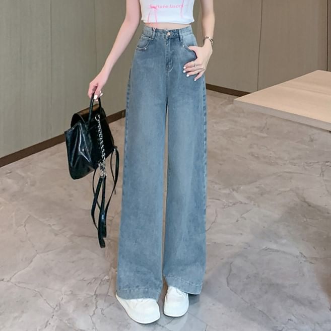 Okalpis - Hoge taille rechte jeans