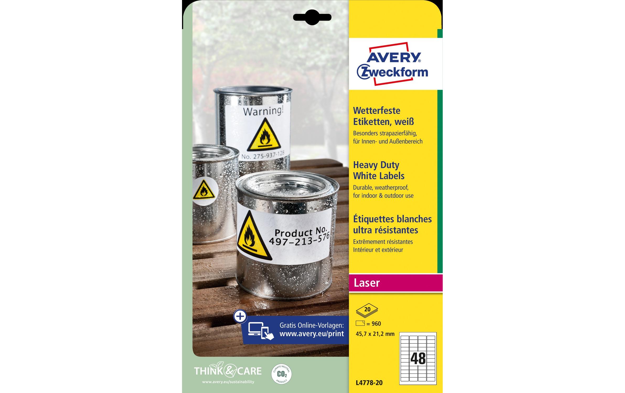 Universal-Etiketten L4778-20 WetterfestUniversal Etiketten