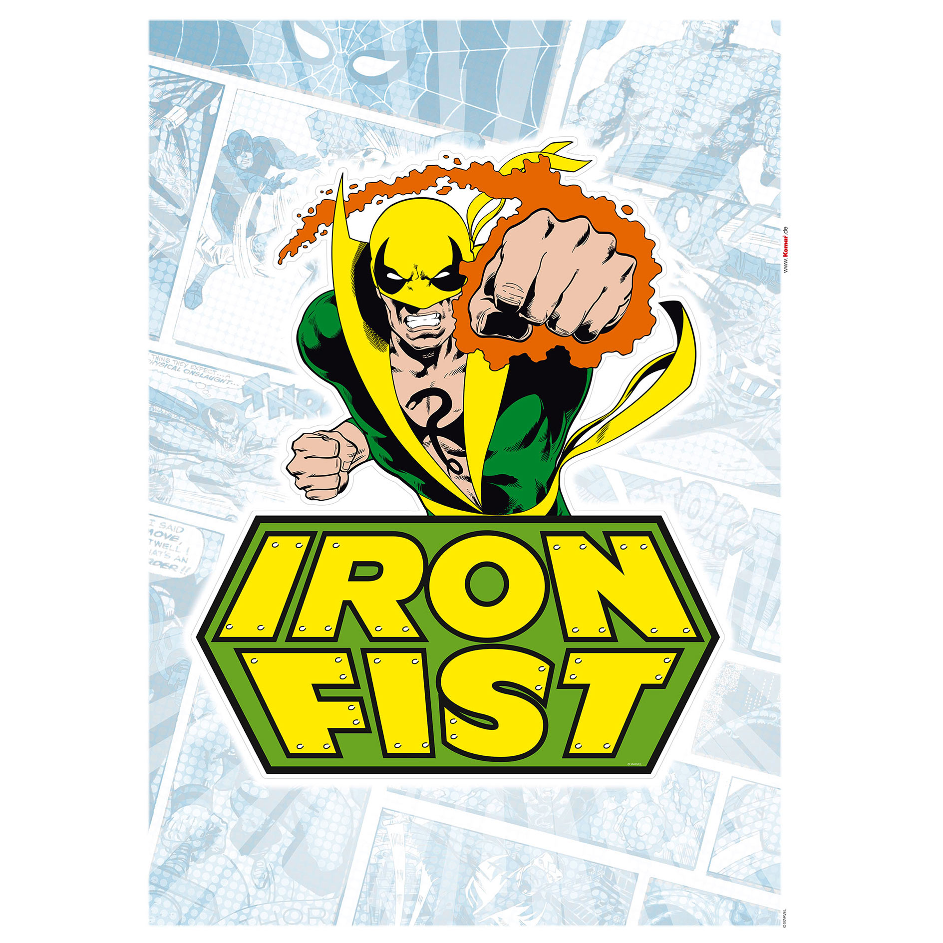 Wandtattoo IRON FIST COMIC - grün-gelb - 50x70 cm