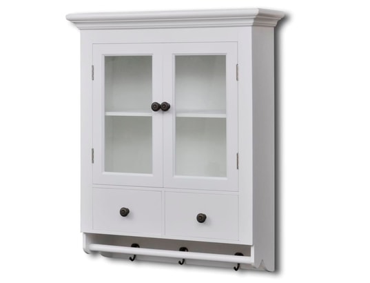 VIDAXL - Meuble haut Placard mural de cuisine avec porte en verre bois blanc