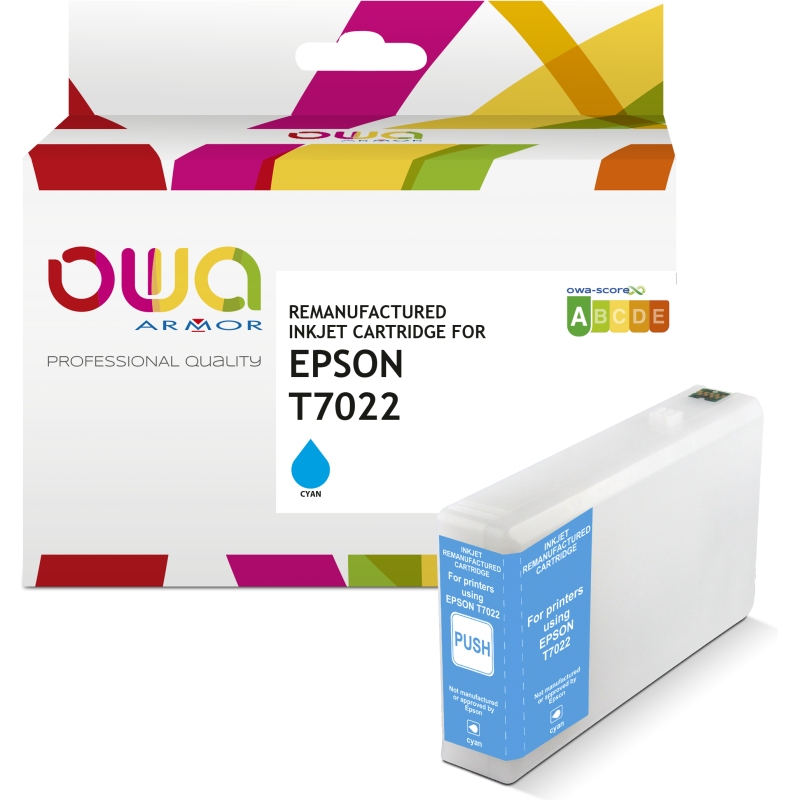 Cartouche d'encre remanufacturée OWA - standard - Cyan - pour EPSON T7022