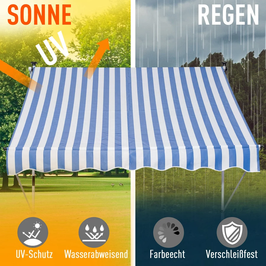 Outsunny Klemmmarkise mit Handkurbel blau