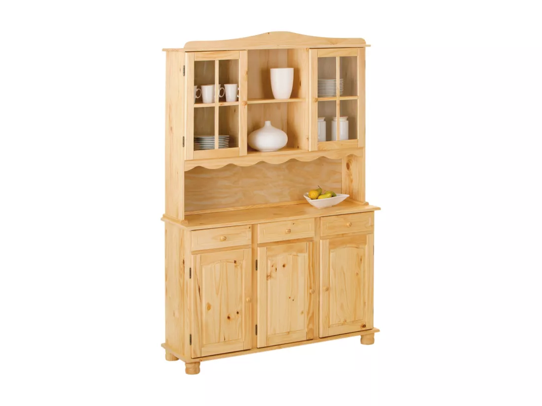 STAN - Buffet Vaisselier 5 Portes 3 Tiroirs Bois Massif