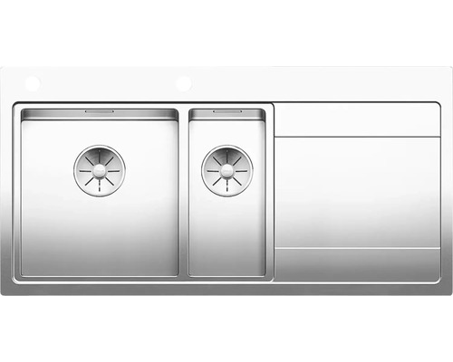 Blanco DIVON II 6 S-IF spoelbak, 1000 x 510 mm, roestvrij staal, satijnglans, 521661, 1 bak, met afdruipgedeelte, bak links, met bijzetbak, vlak ingebouwd