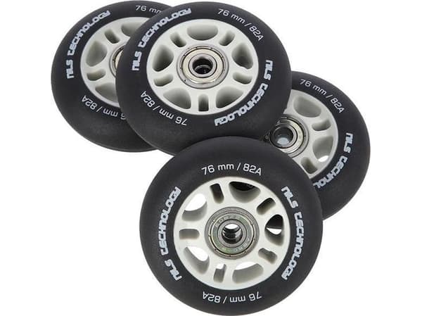 NILS Extreme PU 76x24 82A BLACK MATTE (4 stk) + ABEC-9 (8 stk) NILS EXTREME SET