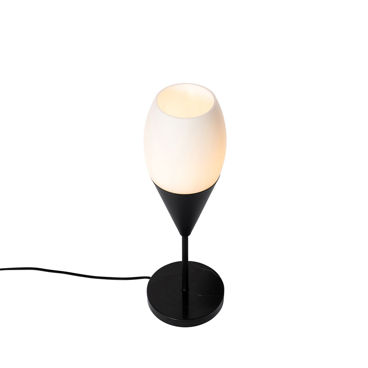 Moderne tafellamp zwart met opaal glas - Drop