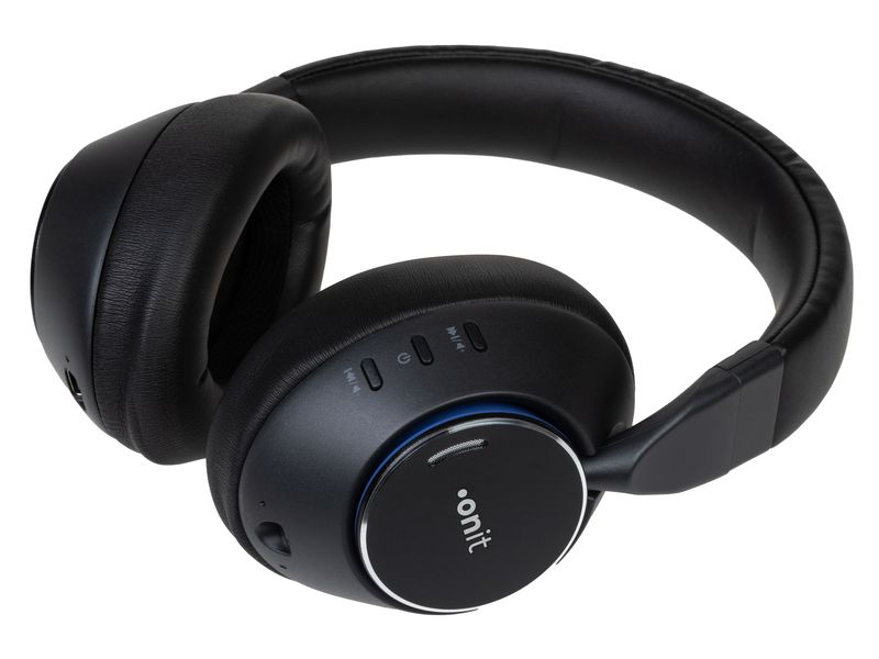 onit Wireless Over-Ear-Kopfhörer ANC Schwarz Kabelloser Kopfhörer mit Mikrofon und aktiver Geräuschunterdrückung ANC