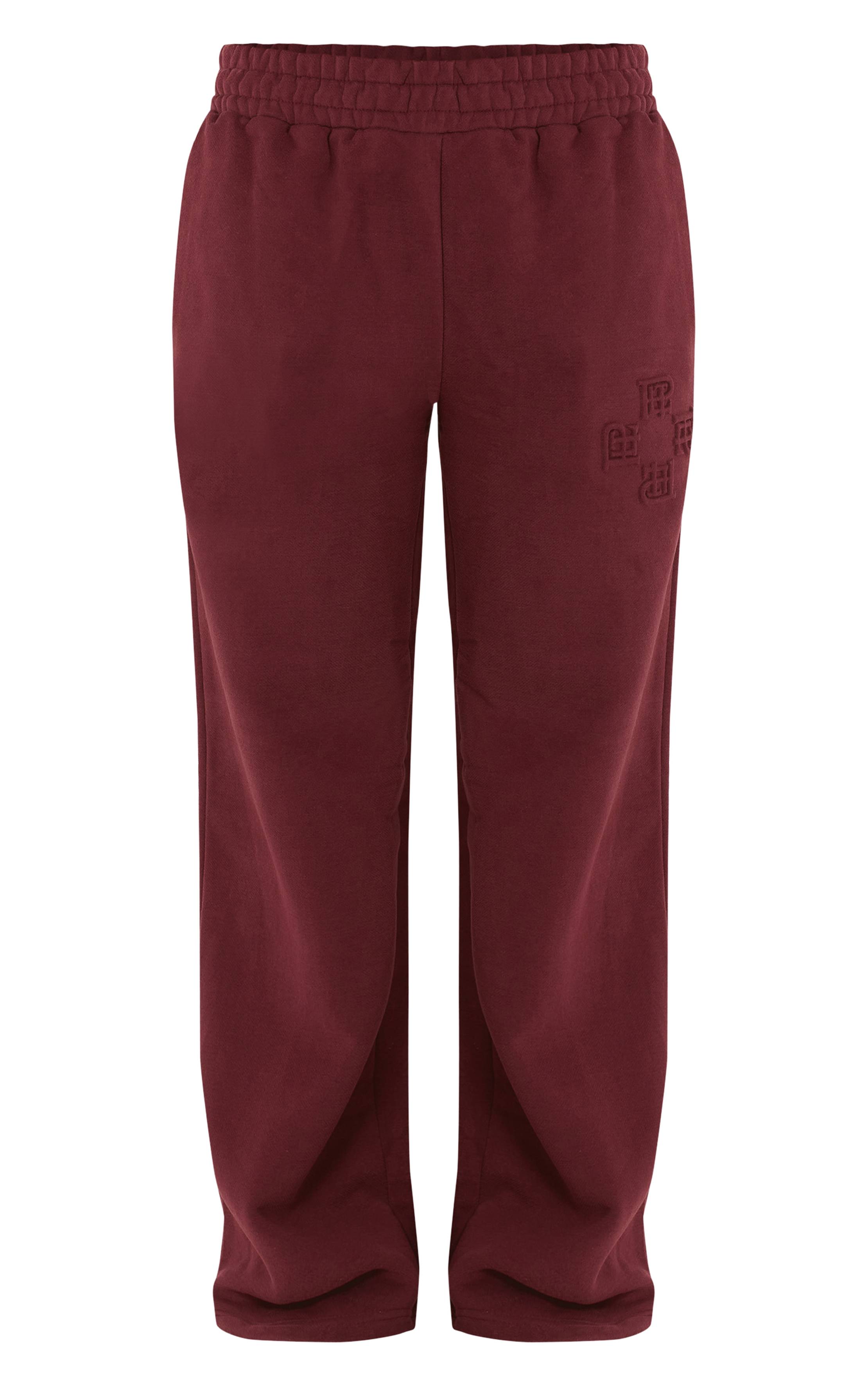 Rouge Vin Jogging Large À Jambes Évasées Avec Broderie Plt