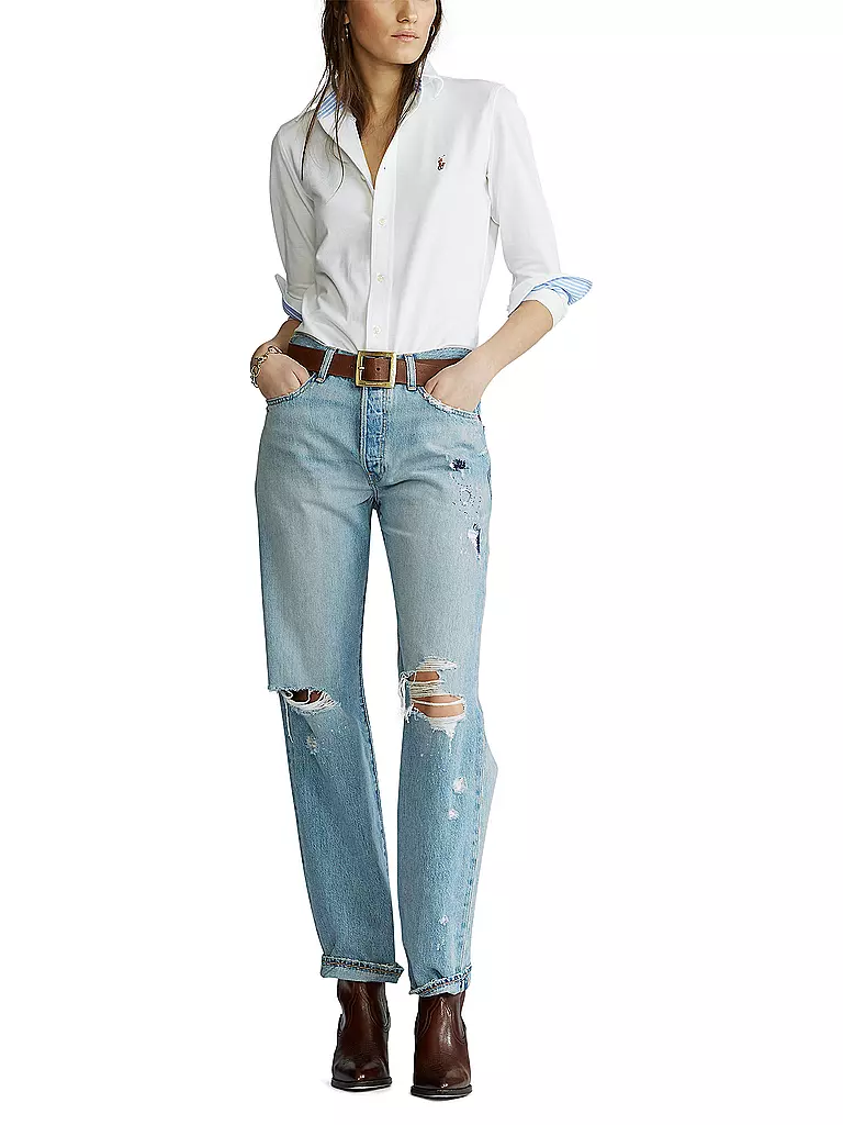 POLO RALPH LAUREN Bluse Skinny Fit HEIDI weiss