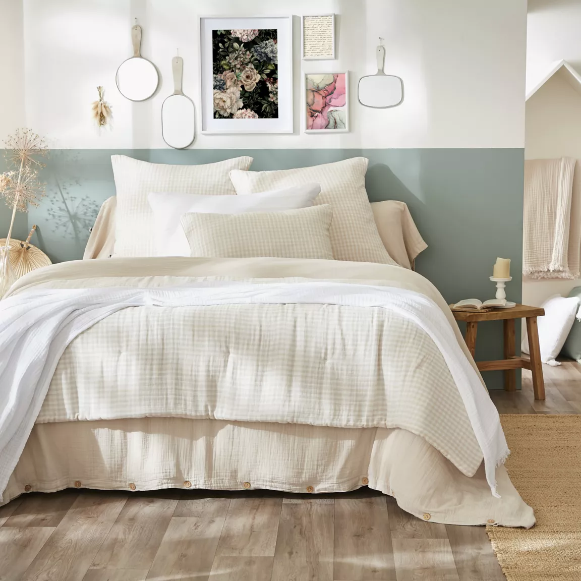 Taie d'oreiller carrée gaze de coton (60 x 60 cm) Vickie Beige