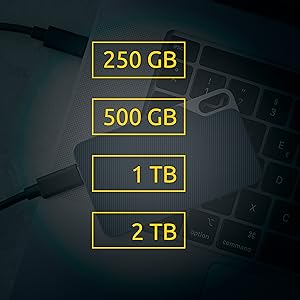 250GB TX100 Externe SSD Portable Festplatte USB Typ-C 3.2 Gen 1x1 500 Mbit/s (3826440) - Blau