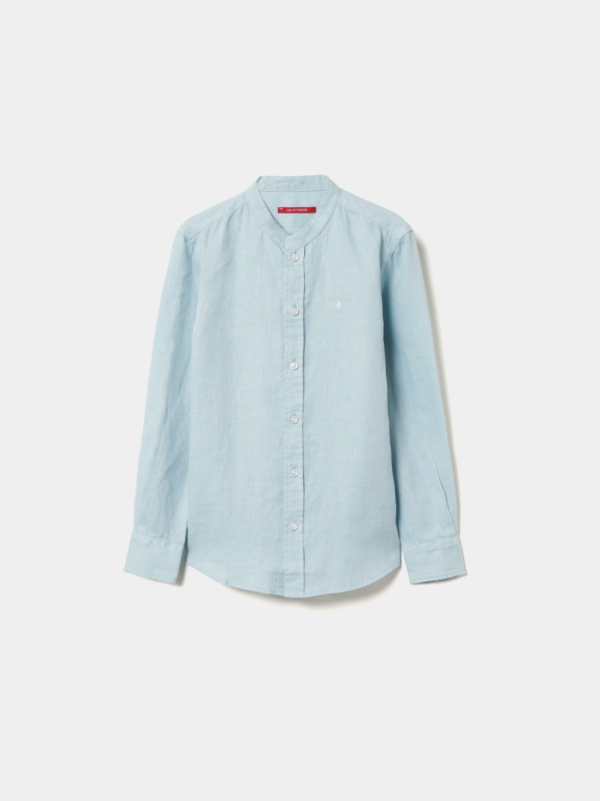 Camisa de linho gola mandarim