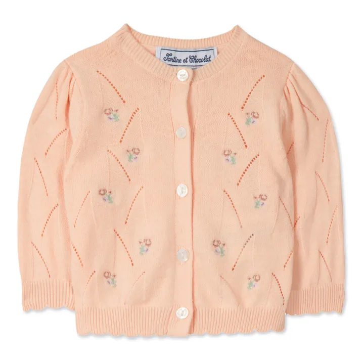 Tartine et Chocolat Cardigan Ajouré Fleuri | Abricot