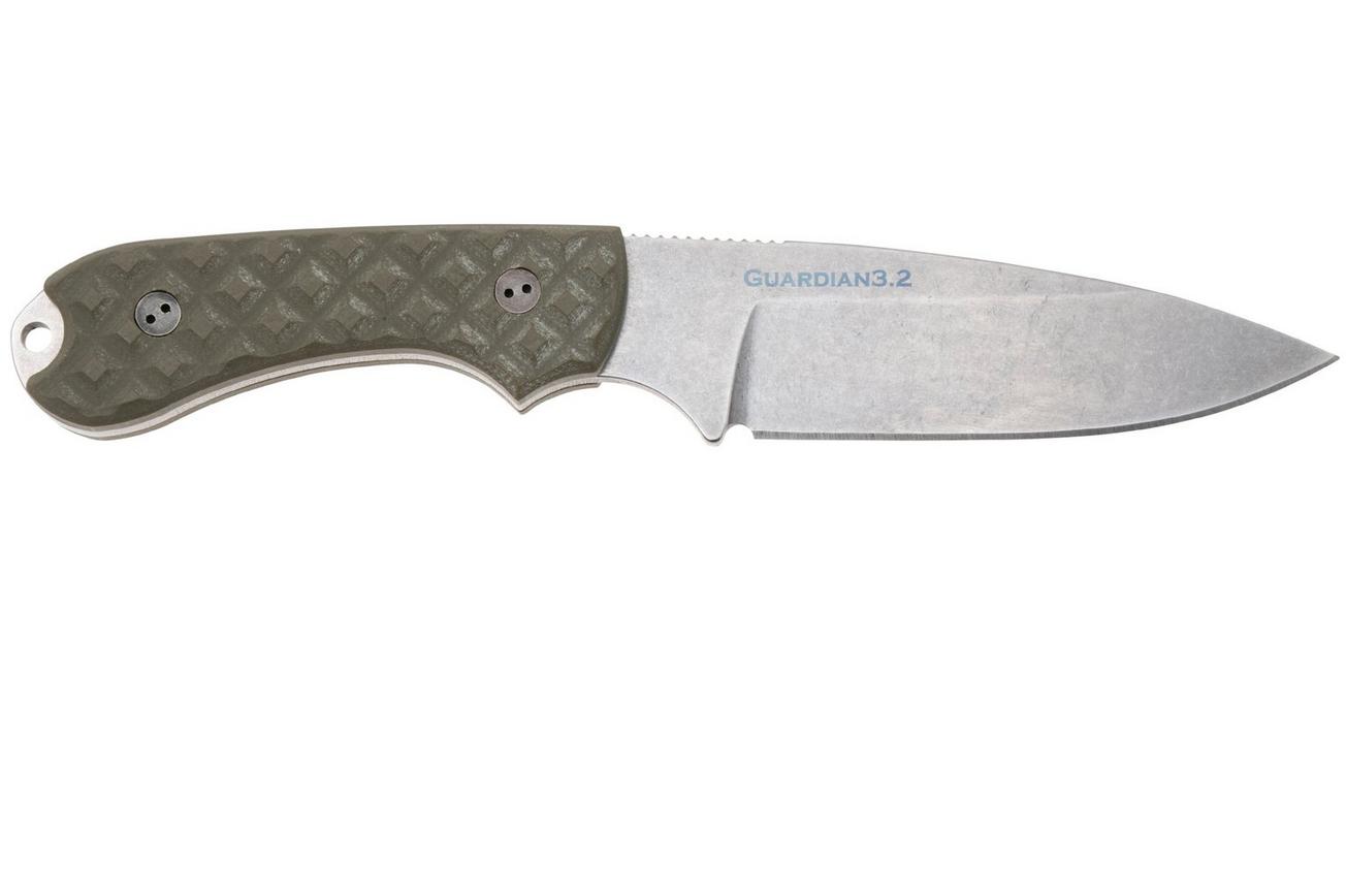 Bradford Knives Guardian 3.2 CPM-MagnaCut High Hardness, Sabre Grind, Stonewashed Finish, Textured OD Green, vaststaand mes