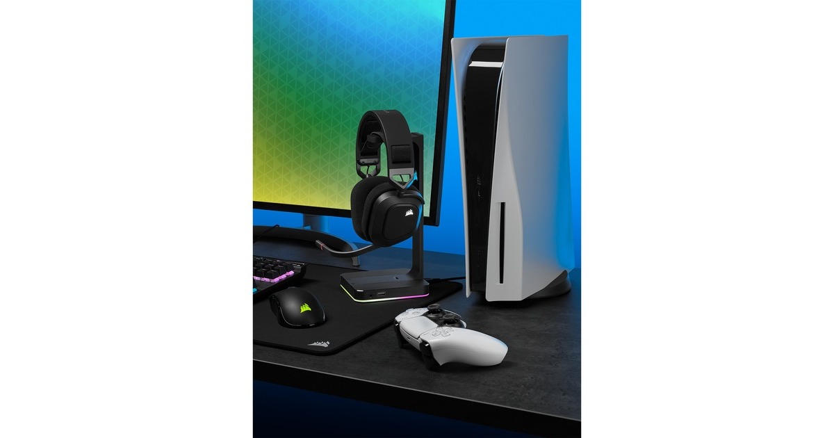 CorsairHS80 RGB WIRELESS over-ear gaming headset  (Zwart, Pc, PlayStation 4, PlayStation 5)