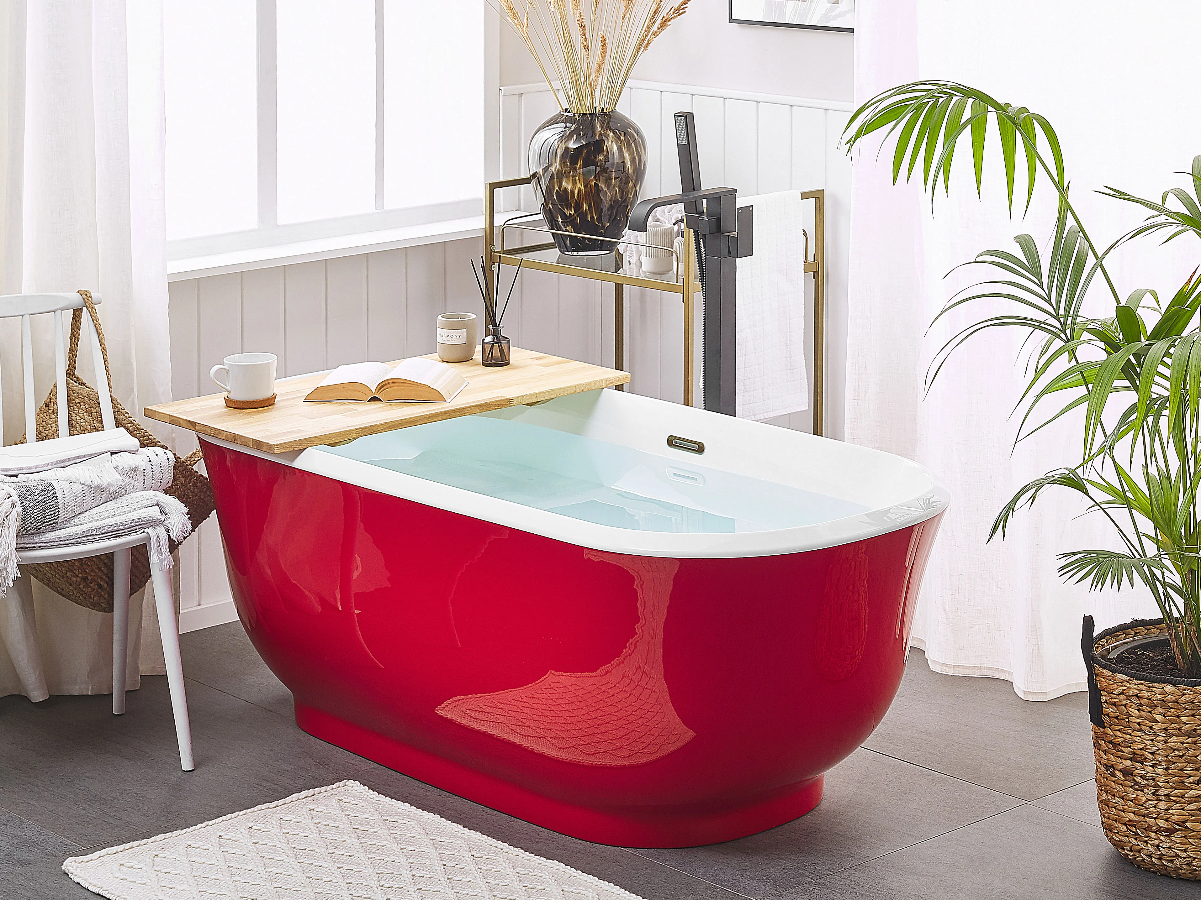 Vrijstaand bad TESORO 170 x 77 cm Rood