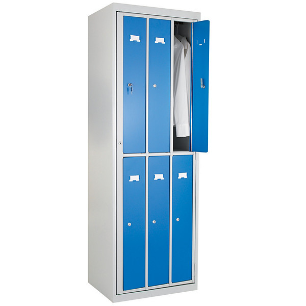 Vestiaires à linge propre monoblocs 6 cases gris / bleu