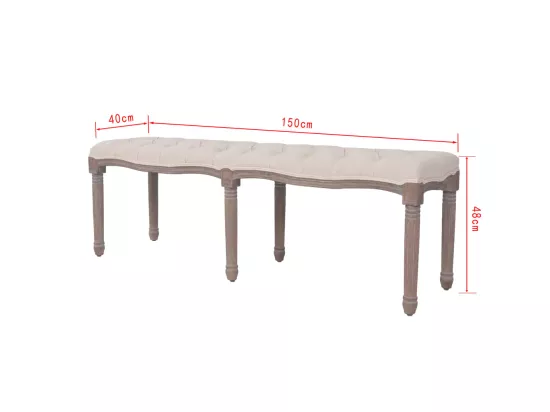 Banc Lin Bois massif 150 x 40 x 48 cm Blanc crème