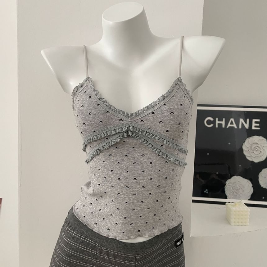 Rosehedge - V-hals camisole top met bloemenruffle-afwerking