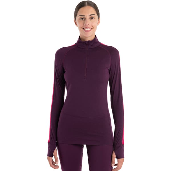 T-shirt thermique ICEBREAKER W MER ZONEKNIT 200 LS HALF ZIP NIGHTSHADE/ELECTRONPNK/CB