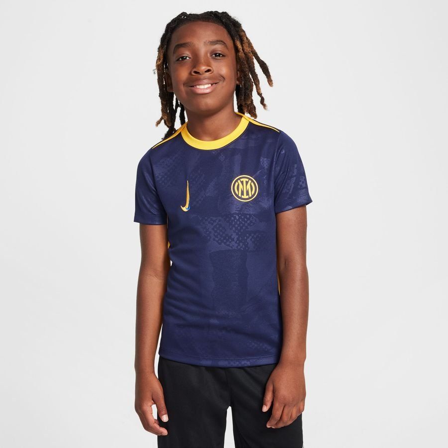 Inter Milan T-shirt d'Entraînement Dri-FIT Academy Pro Avant-Match 3ème - Bleu/Jaune Doré/Bleu Enfant