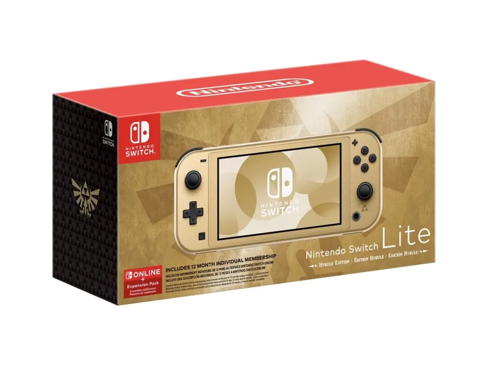Nintendo Switch Lite - Hyrule Edition - håndholdt spillekontrolenhed - guld - med Nintendo Switch Online   Expansion Pack 12-måneders medlemskab