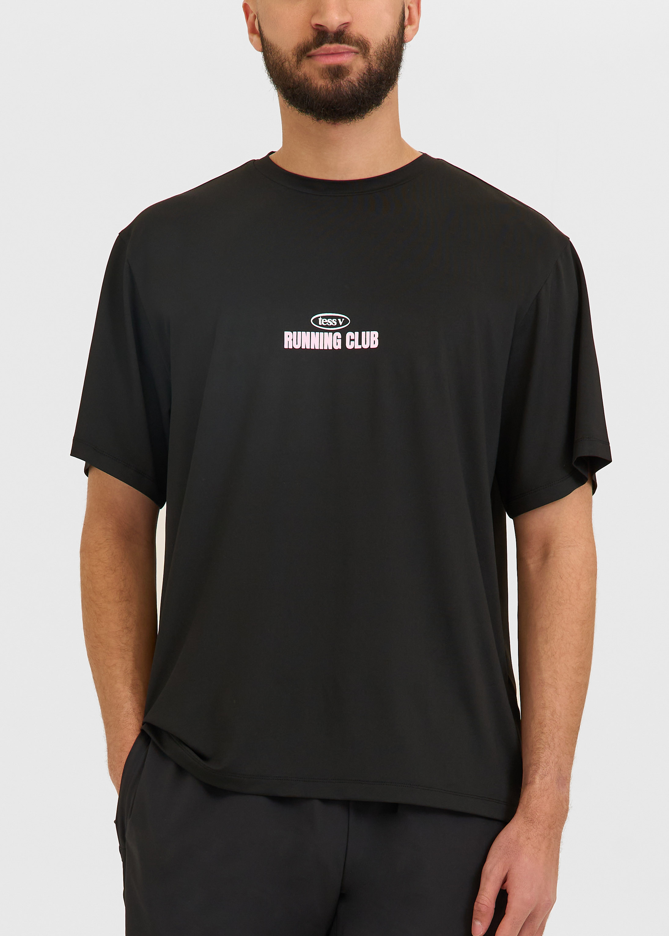 Running club t-shirt zwart