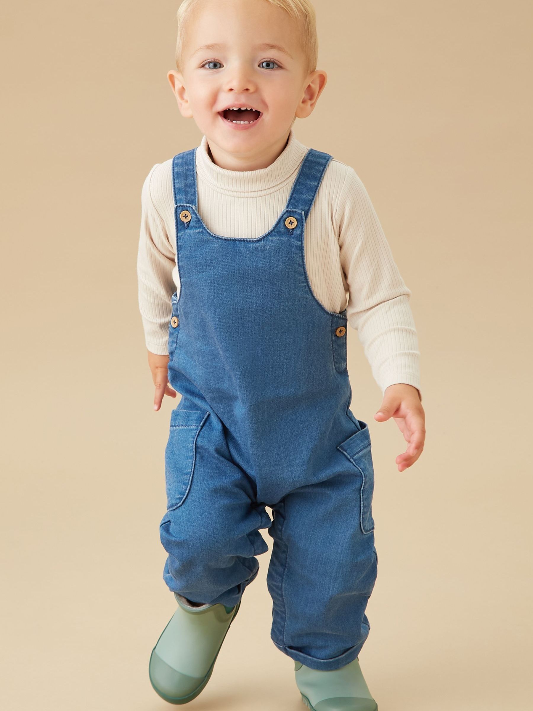 Denimblauw - MORI Supersoft Dungarees