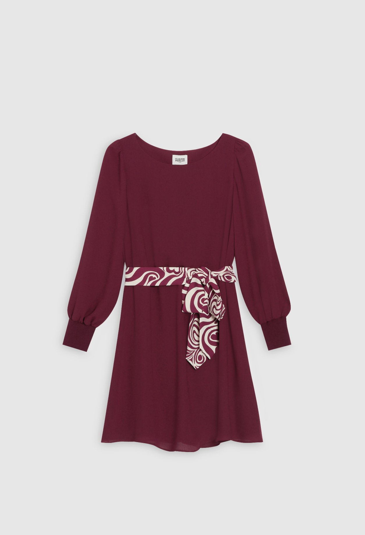Robe courte ceinturee imprime c&oelig;ur